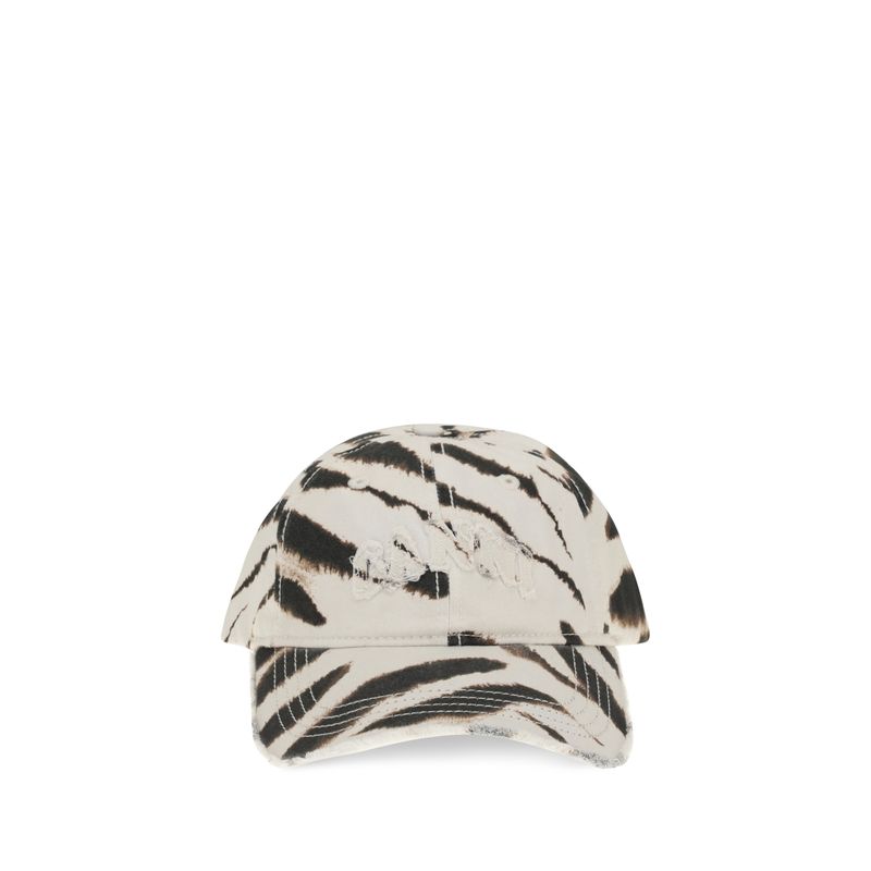 Ganni Women Zebra Print Baseball Cap